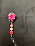 Breast Cancer Ribbon - Beaded Badge Reel