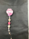 Pink RN - Beaded Badge Reel