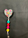 Nurse Heart - Beaded Badge Reel