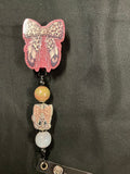Cheetah Bow - Beaded Badge Reel