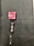 Pink Nurse - Beaded Badge Reel