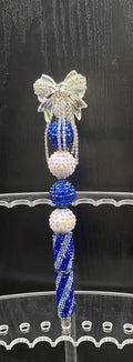 Blue bow beaded pen
