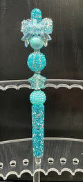 Blue Bow Beaded Pen