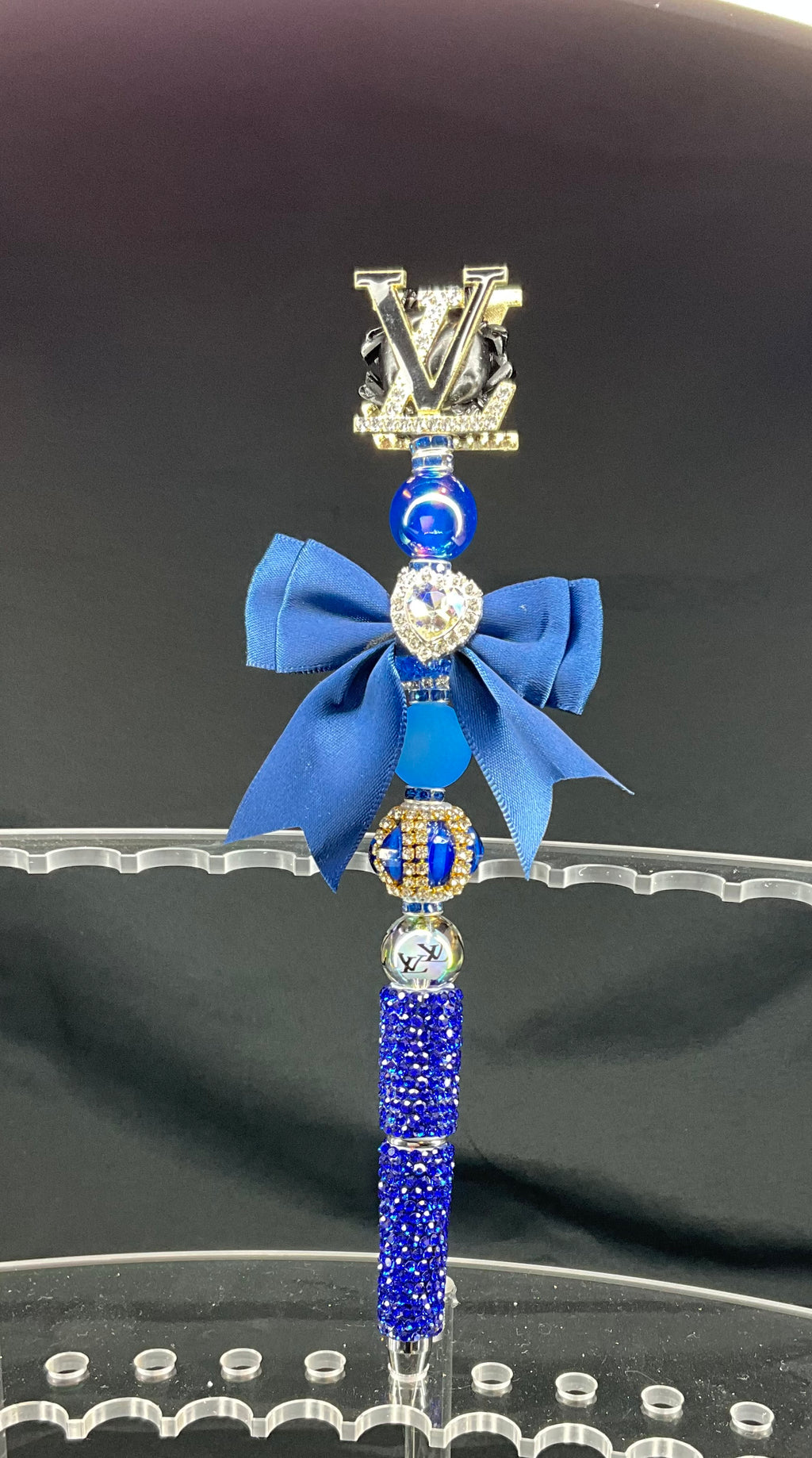 Blue LV pen with bow